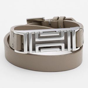 Tory Burch Grey For Fitbit Leather Wrap Bracelet