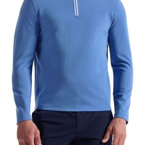 Bugatchi Blue Solid Quarter Zip Pullover for men
