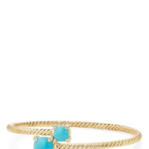 David Yurman Blue Châtelaine Bypass Bracelet With Turquoise & Diamonds In 18k Yellow Gold