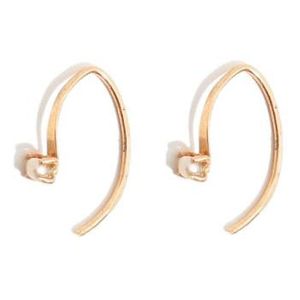 Melissa Joy Manning Metallic 'mini Wishbone' Pearl Hoop Earrings