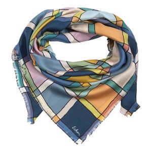 Echo Blue Windowpane Silk Square