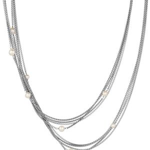 David Yurman Metallic Four - Row Chain Necklace With Pearls