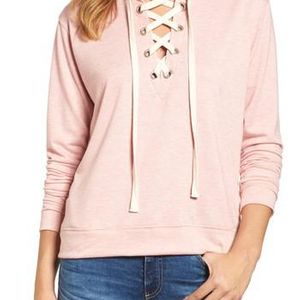 Caslon Pink Caslon Lace-up Sweatshirt