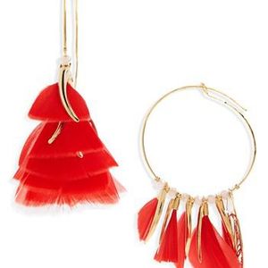 Gas Bijoux Red Marly Feather Drop Earrings
