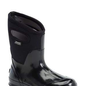 Bogs Black 'classic' Mid High Waterproof Snow Boot With Cutout Handles