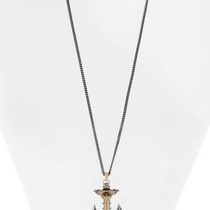 Alexander McQueen Metallic Anchor Pendant Necklace