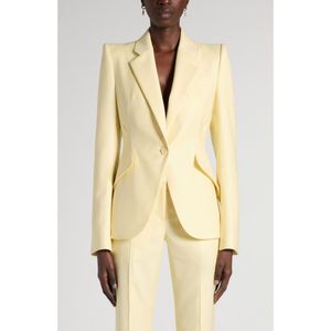 McQueen Natural Single Breasted Wool Jacket