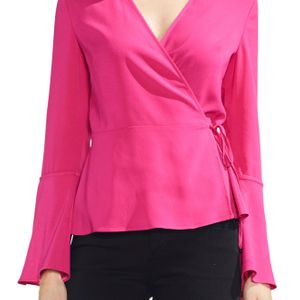 Vince Camuto Pink Crepe Wrap Blouse