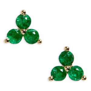 EF Collection Green Trio Precious Stone Stud Earrings