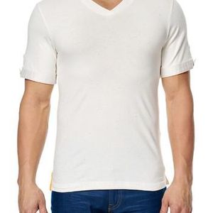 Maceoo White V-neck Stretch T-shirt for men