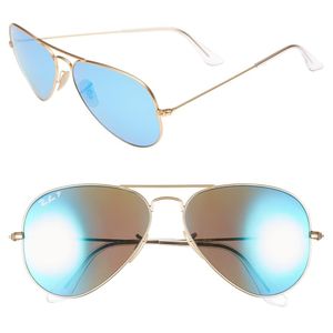 Ray-Ban Blue Standard Icons 58mm Mirrored Polarized Aviator Sunglasses