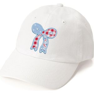 Sweet Wink White Patchwork Bow Patch Patch Baseball Hat