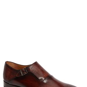 Magnanni Shoes Brown Saburo Monk Strap Shoe for men