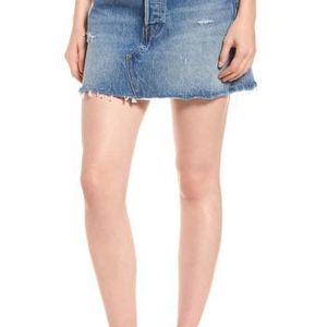 Levi's Blue Deconstructed Denim Mini Skirt In Hole In One
