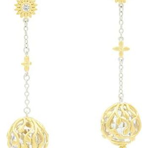 Freida Rothman Metallic Fleur Bloom Linear Ball Drop Earrings