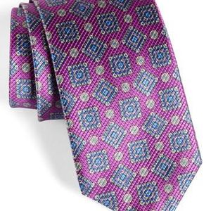 David Donahue Purple Medallion Silk Tie for men