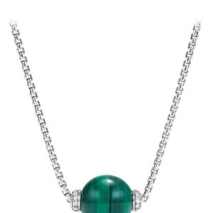David Yurman Metallic Solari Pendant Necklace With Diamonds And Malachite