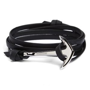 Miansai Black Anchor Leather Wrap Bracelet for men