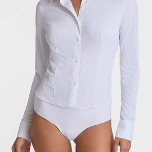 Commando White Ribbed Button-Up Bodysuit
