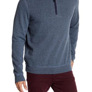 Bugatchi Grey Long Sleeve Quarter Zip Down Sweater for men