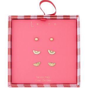 Leith Pink 3-Pack Citrus Assorted Stud Earrings Set