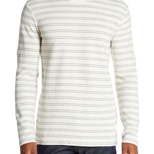 Lindbergh White Striped Ribbed Knit Long Sleeve Tee for men
