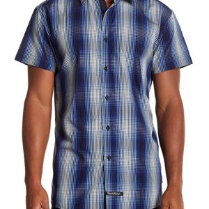 English Laundry Blue Plaid Ombre Woven Regular Fit Shirt for men