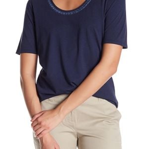 Tommy Bahama Blue Seaport Embroidered Scoop Neck Tee