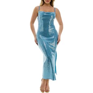 Bebe Blue Sequin Gown