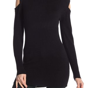 Love Token Black Long Sleeve Cold Shoulder Sweater