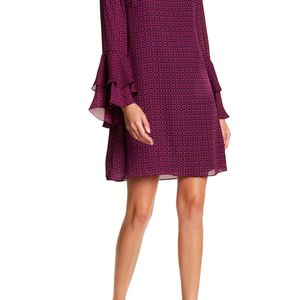 Cece Purple Mayfair Tiered Bell Sleeve Dress