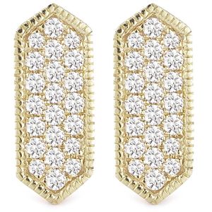 Dana Rebecca 14k Yellow Gold Diamond Accented Cynthia Rose Bar Earrings - 0.21 Ctw