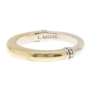 Lagos Metallic 18k Gold & Sterling Silver Smooth Stack Ring - Size 7