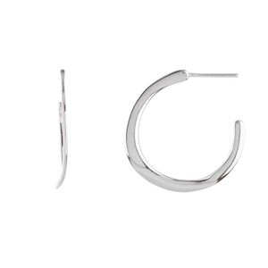 Argento Vivo Metallic Sterling Silver 25mm Wavy Hoop Earrings