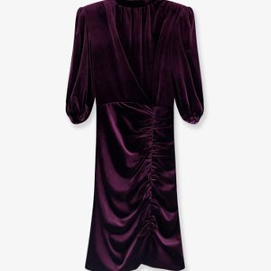ACTUALEE Blue Velvet Dress With Drapery
