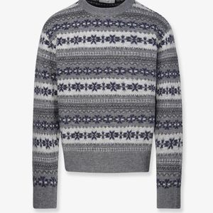 DUNST Grey Fairisle Wool Blend Sweater