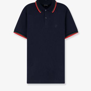 Gucci Blue Cotton Polo Shirt With Embroidered Logo On The Front for men