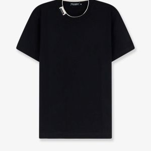 Dolce & Gabbana Black Cotton T-Shirt With Contrasting Profile for men