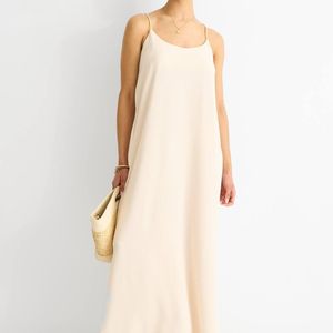 Gini London Natural Strappy Cross Back Airflow Oversized Dress