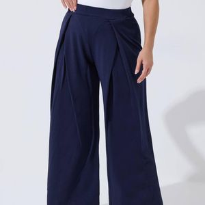 Yours Blue Pleated Wide Leg Trousers