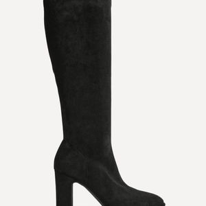 Linzi Black Avenue Faux Suede High Leg Boots