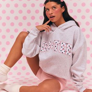 BO+TEE Grey Oversized Applique Hoodie