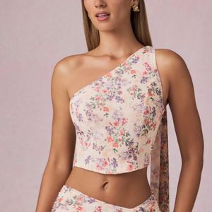 Oh Polly Scarf-Detail One-Shoulder Top
