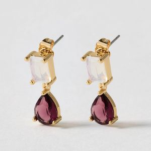 Oliver Bonas Purple Zoey Stone Drop Earrings