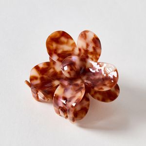 Oliver Bonas Brown Agnes Tort Resin Flower Claw Clip