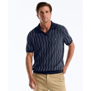 Original Penguin Blue Icons Wavy Johnny Collar Sweater Polo In Dark Sapphire for men