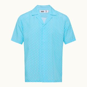 Orlebar Brown Blue And Automobili Lamborghini Synth Blu Relaxed Fit Capri Collar Linen Shirt for men