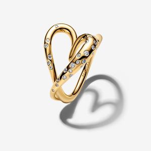 Pandora Metallic Organically Shaped Stone-Set Heart Ring
