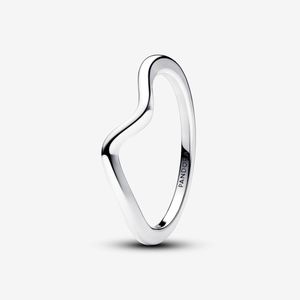 Pandora White Polished Wave Ring