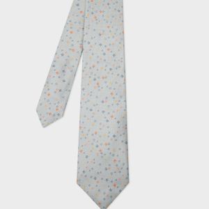 Paul Smith White Pale Silk 'Ditsy Floral' Tie for men